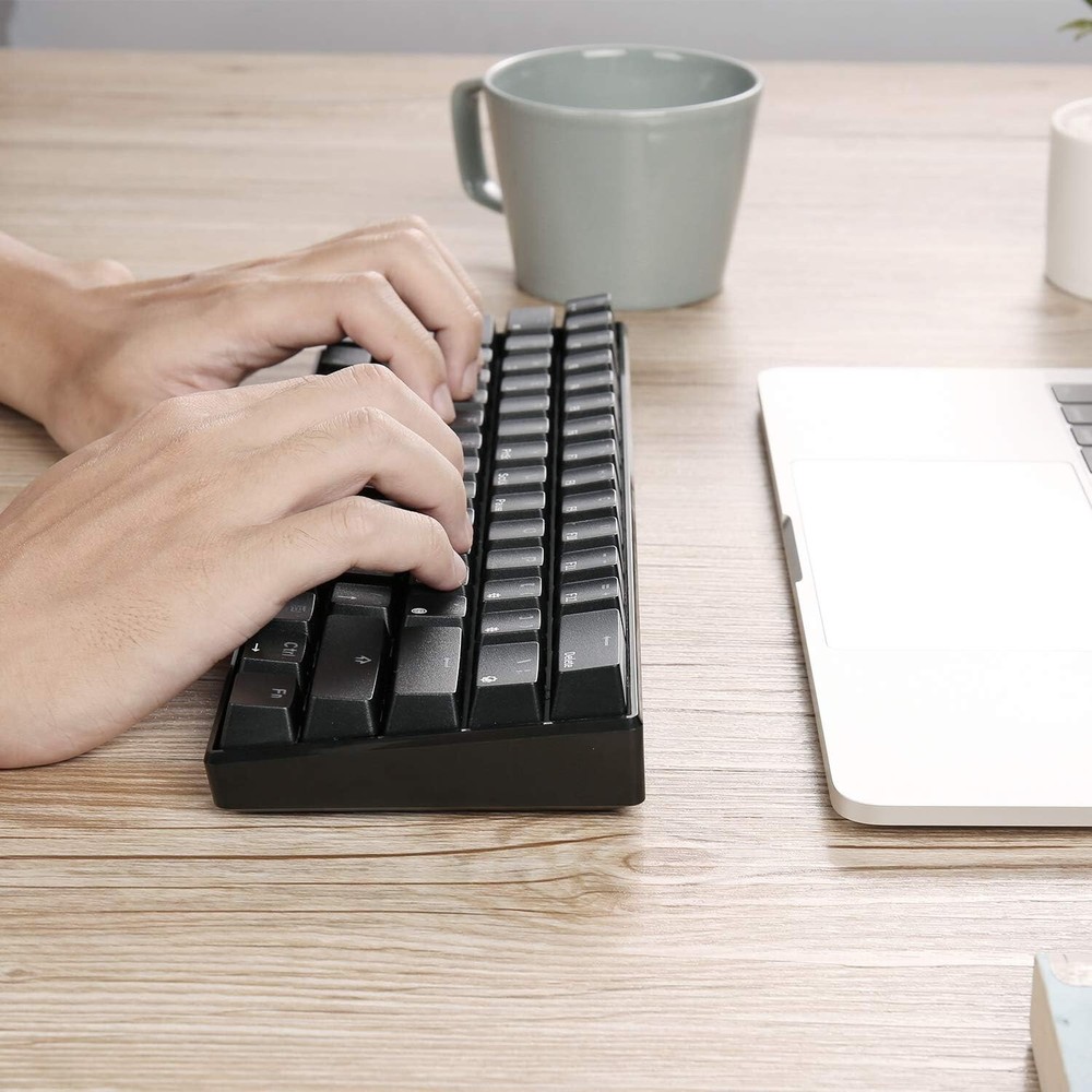 Compact Bluetooth Mechanical Keyboard - 61 Keys, Hot-Swappable Red Switch, Black
