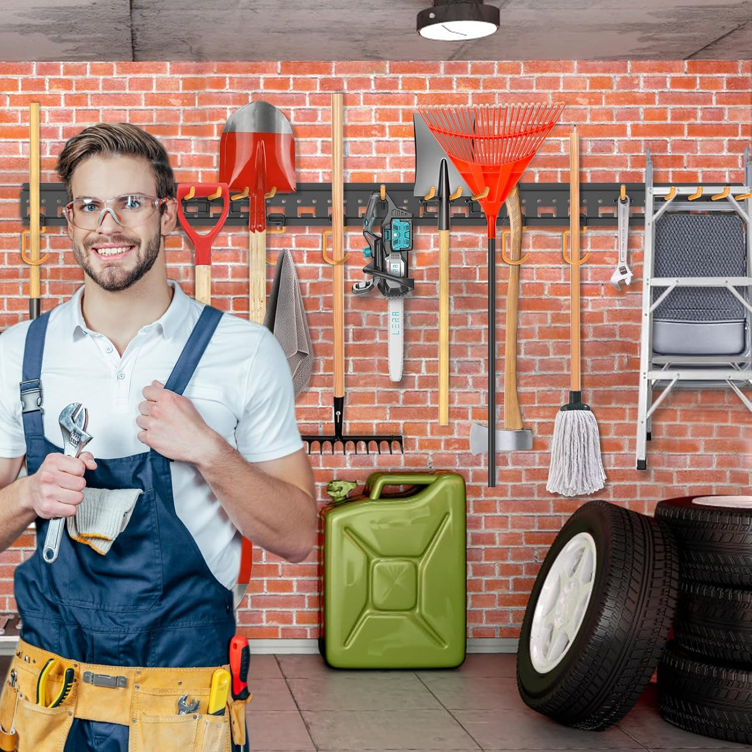 Garden Tool Organizer Wall Mount - Garage Storage and Organization Yard Tool Han