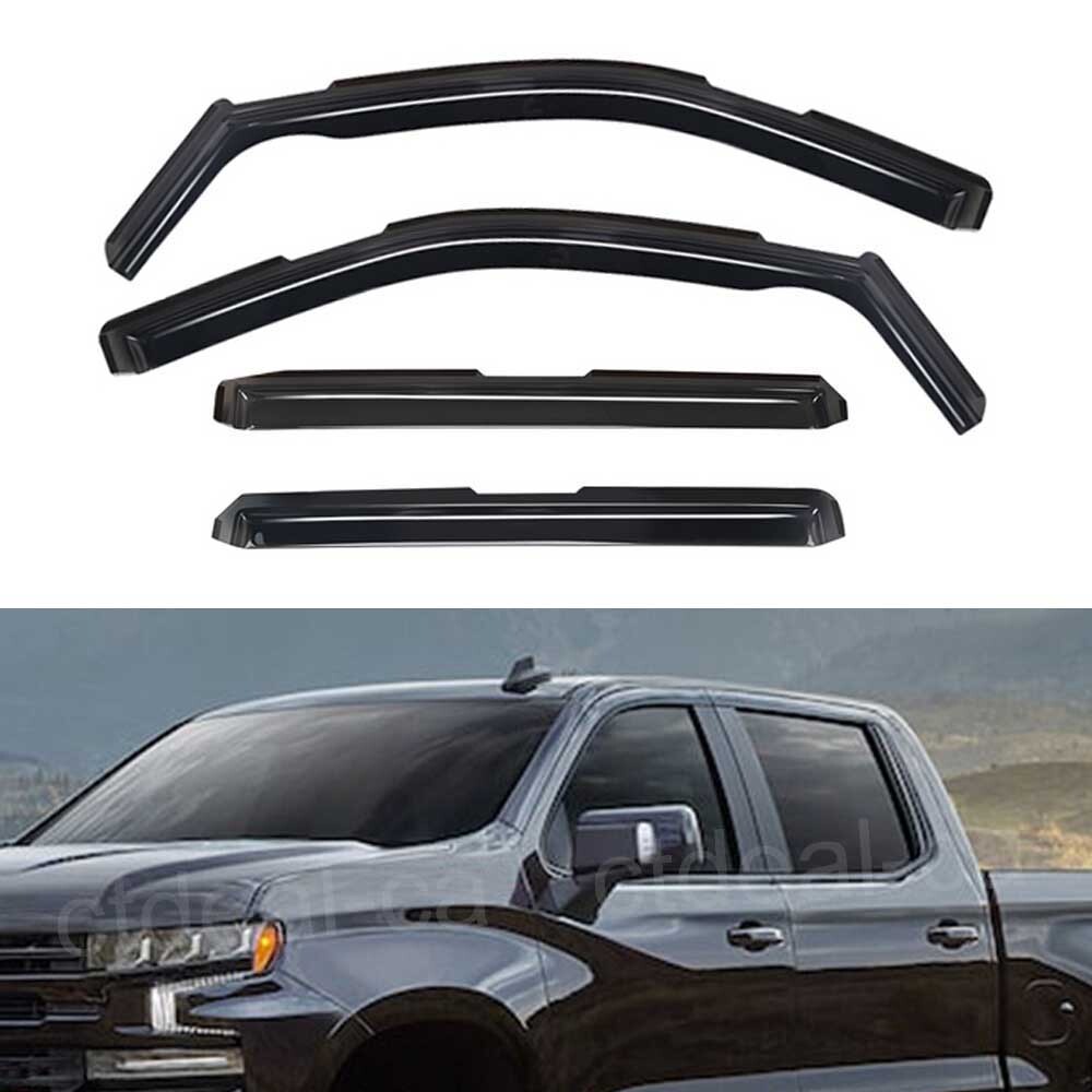 In-Channel Window Visors Sun Rain Guards For GMC Sierra 1500 Crew Cab 2019-2025