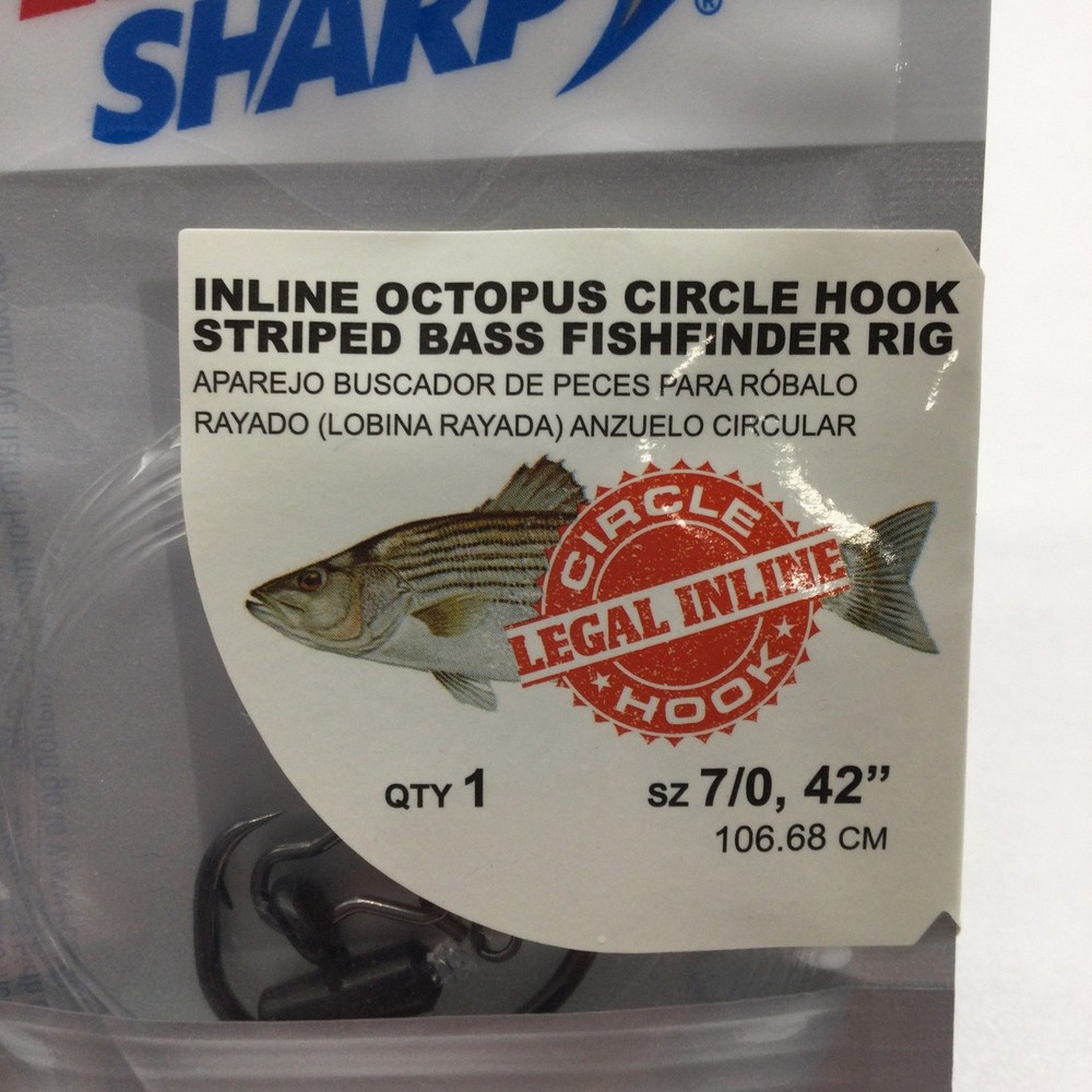 Eagle Claw Lazer Sharp Inline Circle Hook Fishfinder Rig 7/0 42" (3) Packs