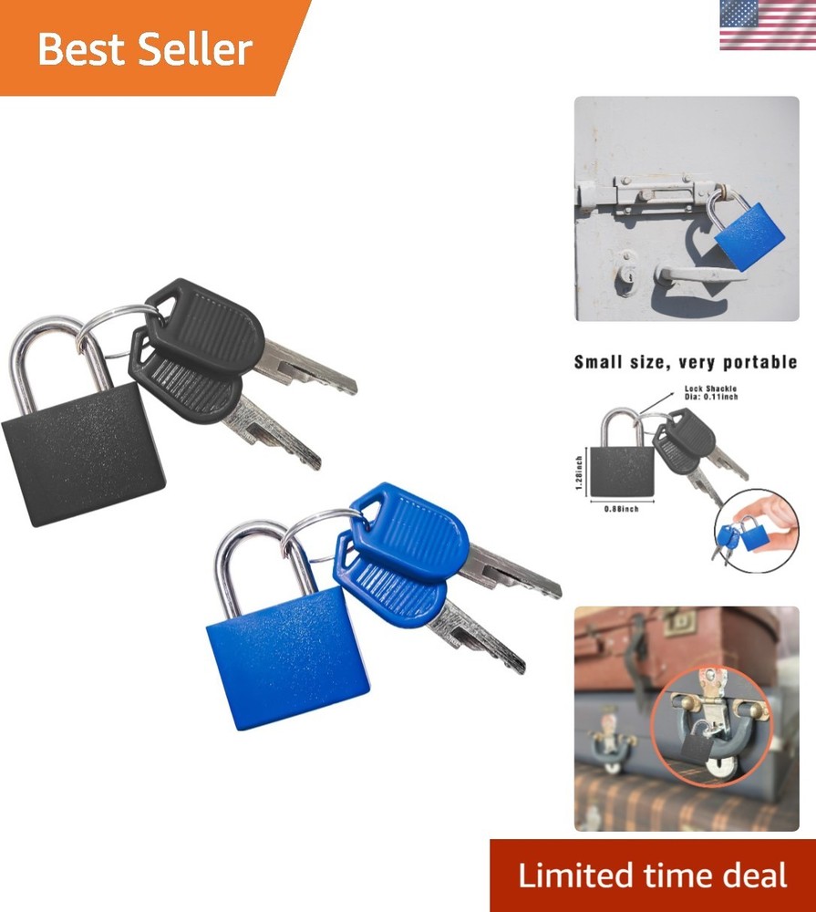 Portable 2-Pack Small Padlocks for Securing Bags and Lockers - Durable Design