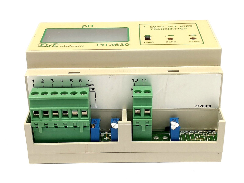 B&C Electronics PH3630 2-Wire DIN Rail pH Transmitter 2778910
