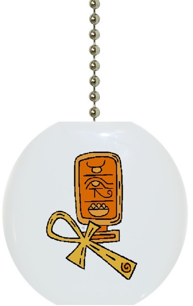 ANKH and Cartouche Solid CERAMIC Ceiling Fan Pull Light Lamp NEW