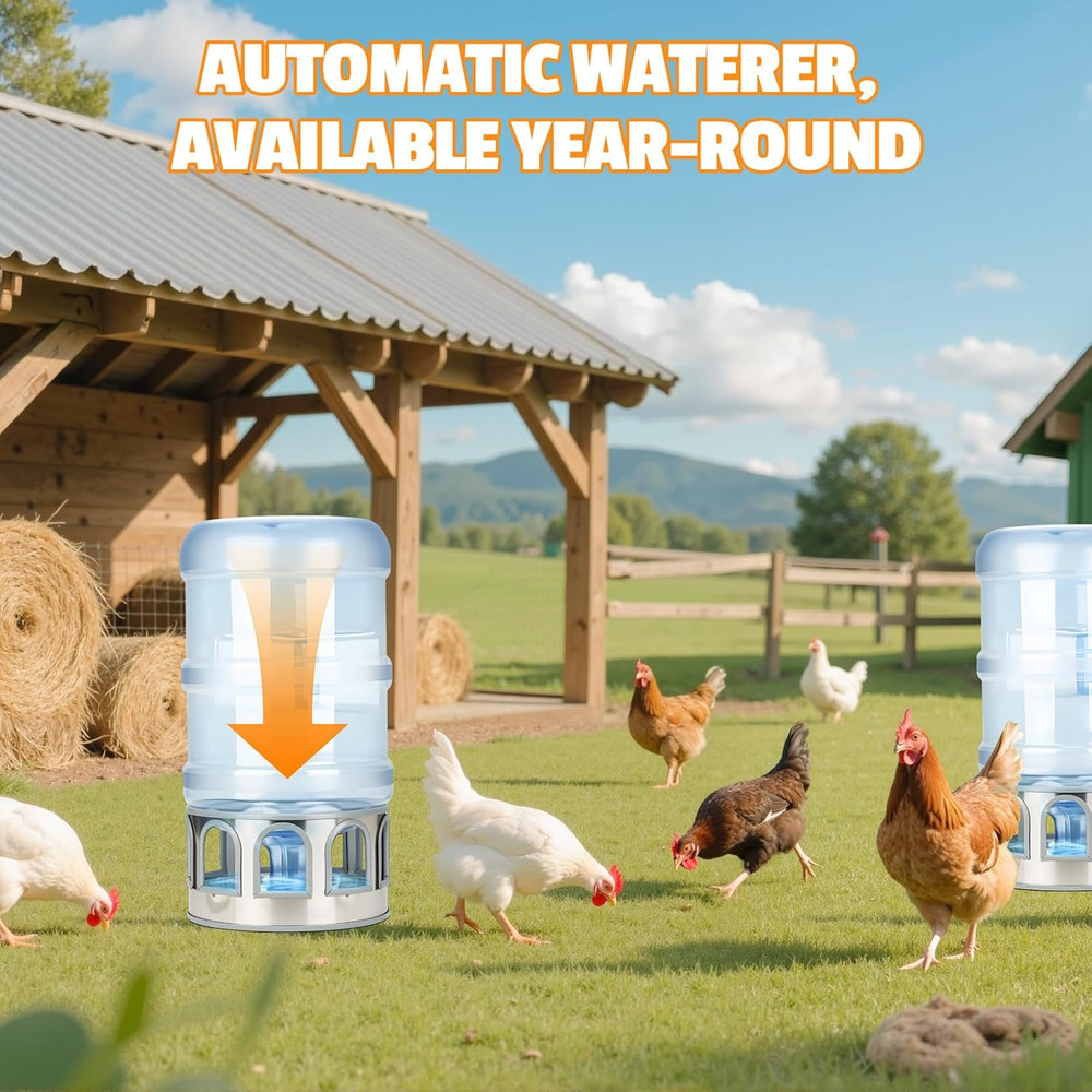 Automatic Chicken Waterer Base, Stainless Steel Poultry Auto Drinker Waterer Bas