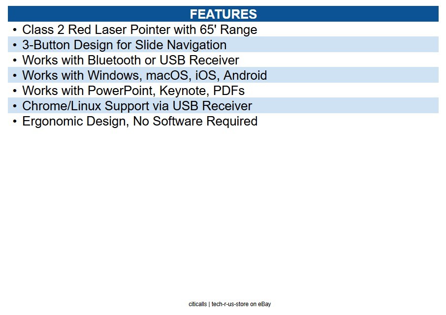 Logitech 910-006518 R500s Remote Presentation Clicker w/ Laser Pointer, Wireless