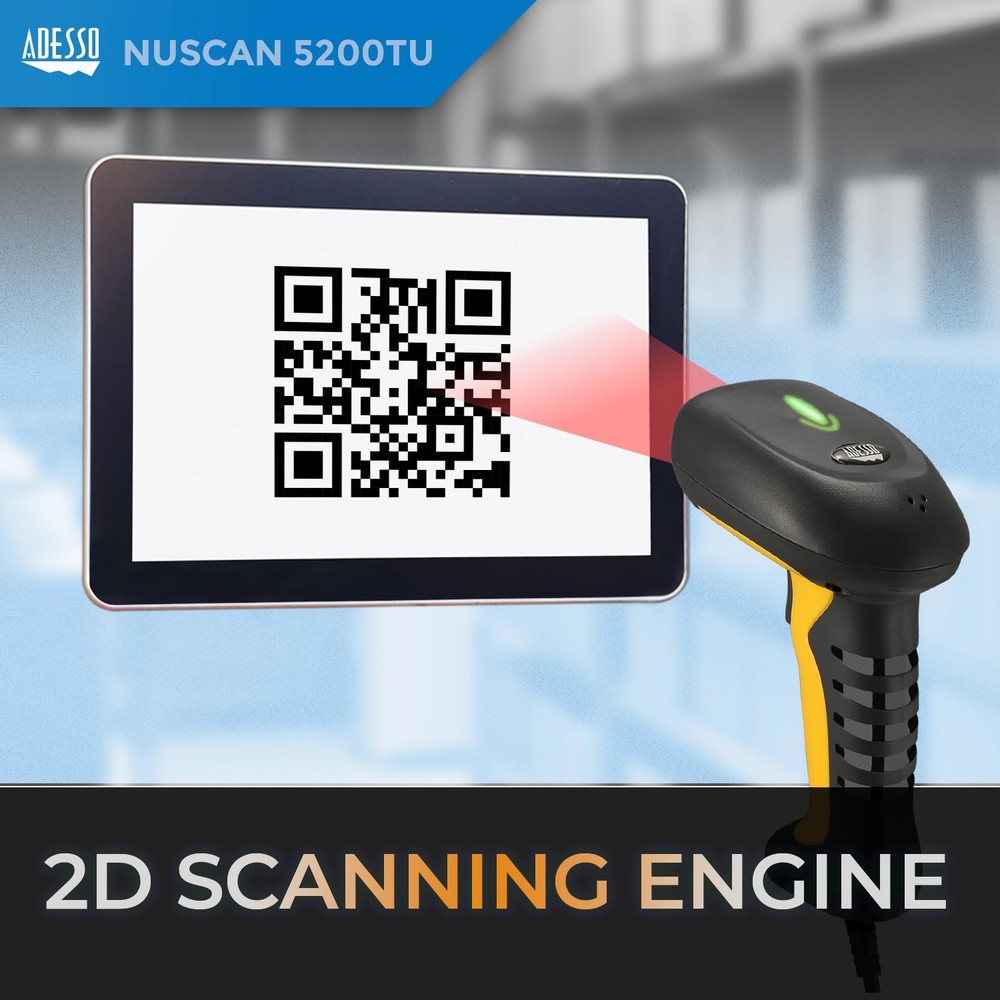 Antimicrobial and Waterproof 2D Barcode Scanner Model NUSCAN5200TU