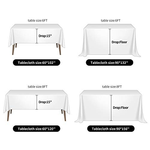 2-Pack 60x102 Inch Rectangular Tablecloths - Durable Polyester for Weddings, Ban