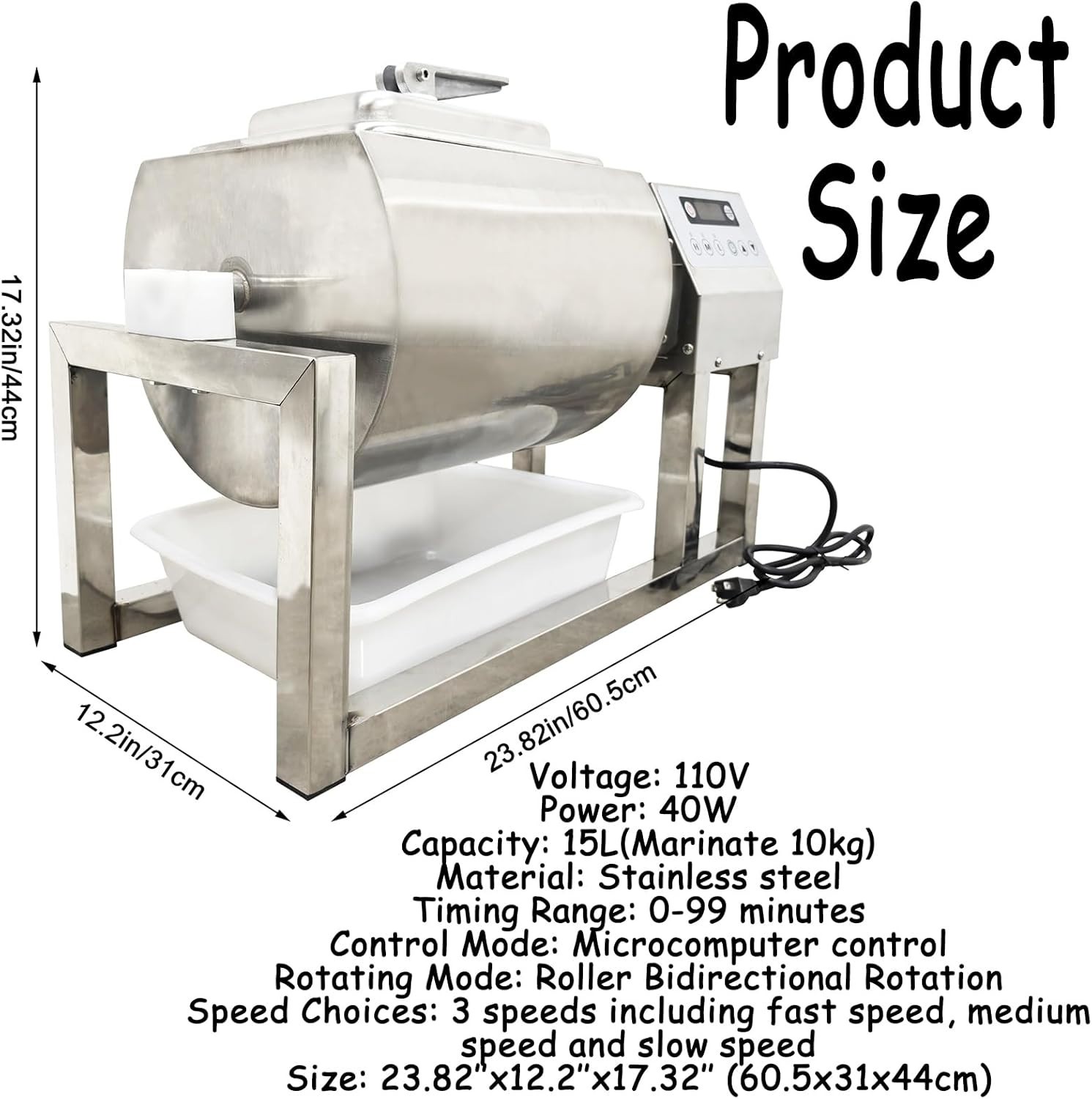 15QT 110V Microcomputer Marinator Machine Circular Meat Vegetable Marinating