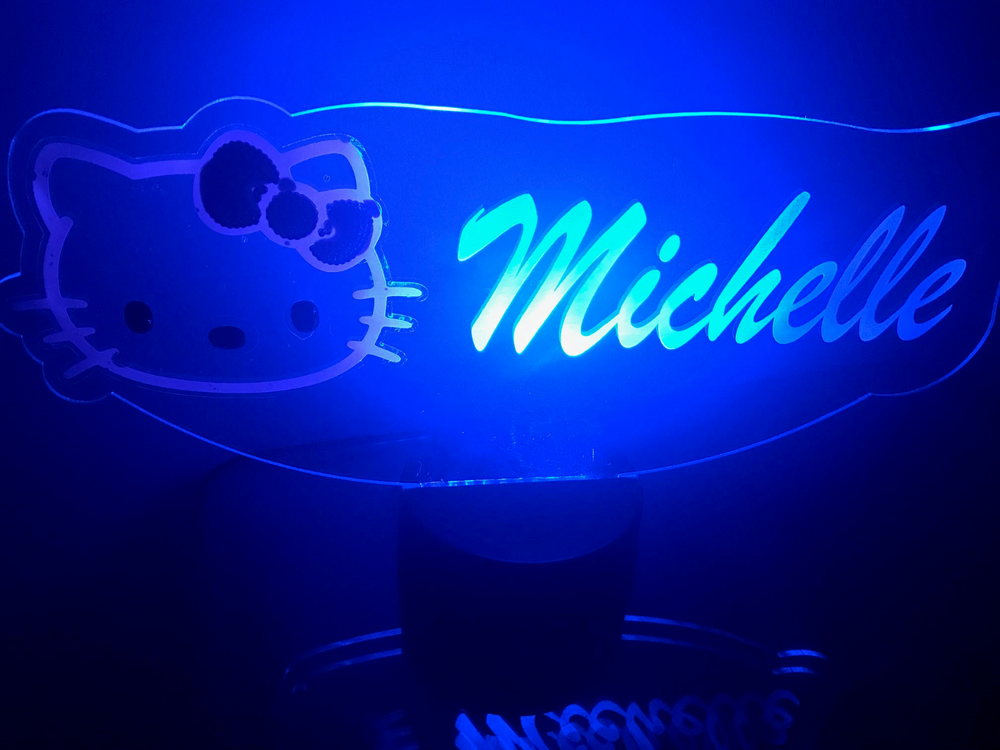 Hello Kitty Light Up Lamp LED Personalized Hello Kitty Table Lamp Remote Engrave