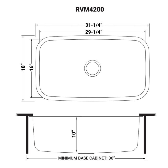Ruvati 32-inch Undermount 16 Gauge Single Bowl Kitchen Sink- RVM4200