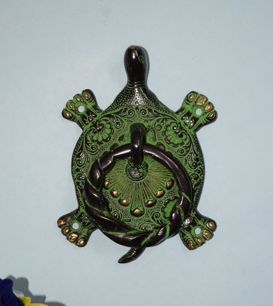 Brass Turtle Shape Door Knocker Snapper Style Handmade Door Bell Ring Mk032