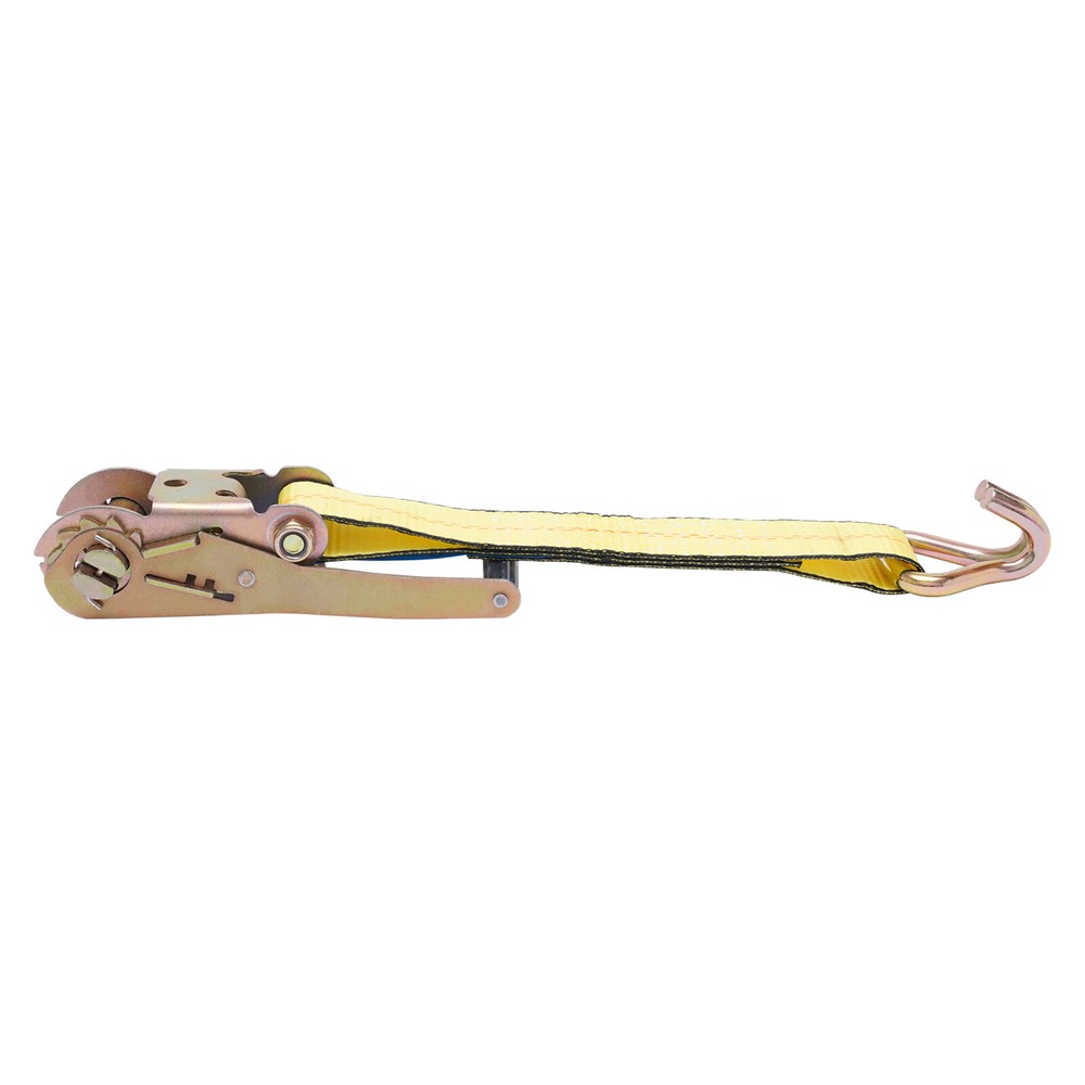 4-Pack 5500LB Tie Down Straps 27ft x 2in - Yellow Polyester w/Galvanized J Hooks