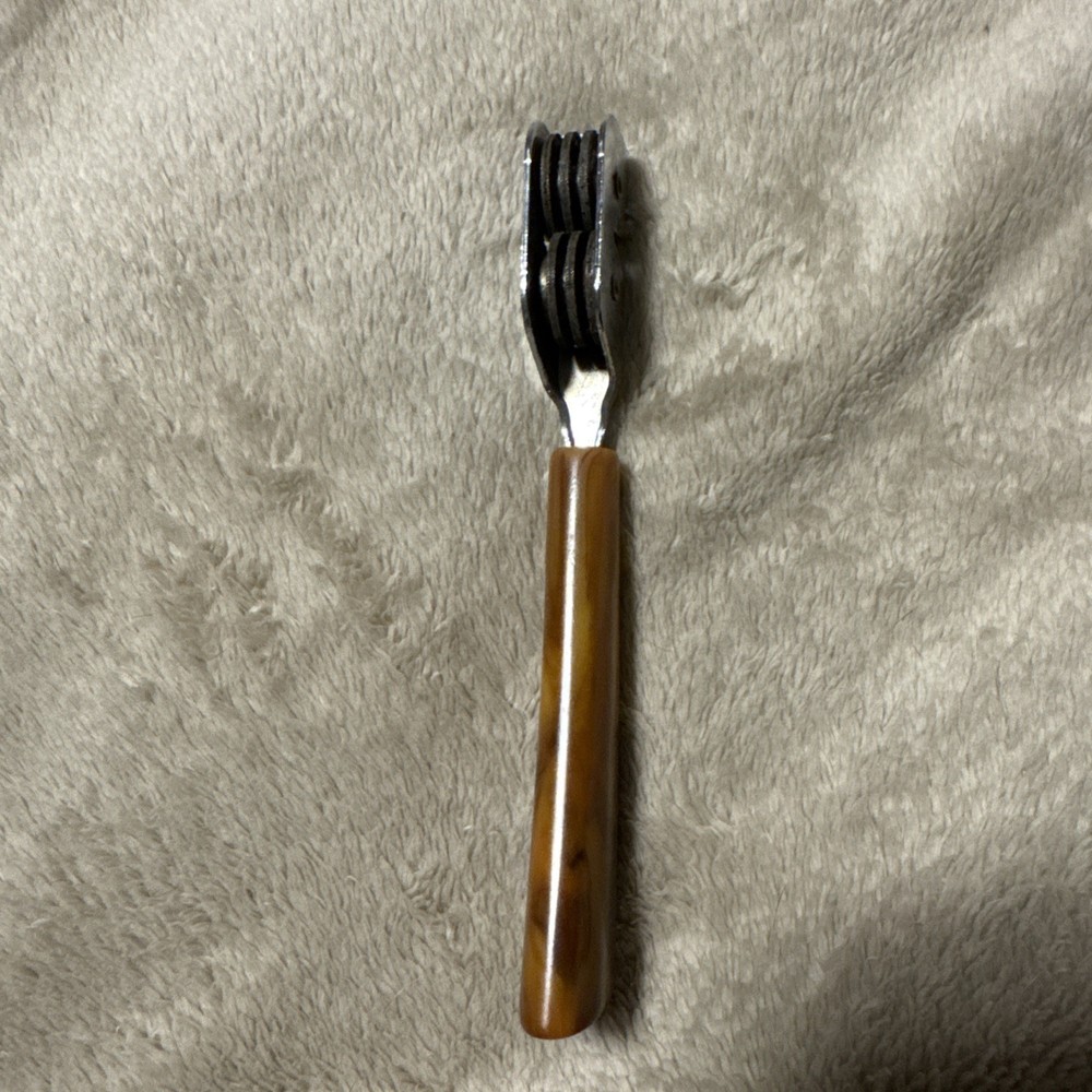 Vintage Pull-Through Hand-Held Double Wheel Knife Sharpener Bakelite Handle