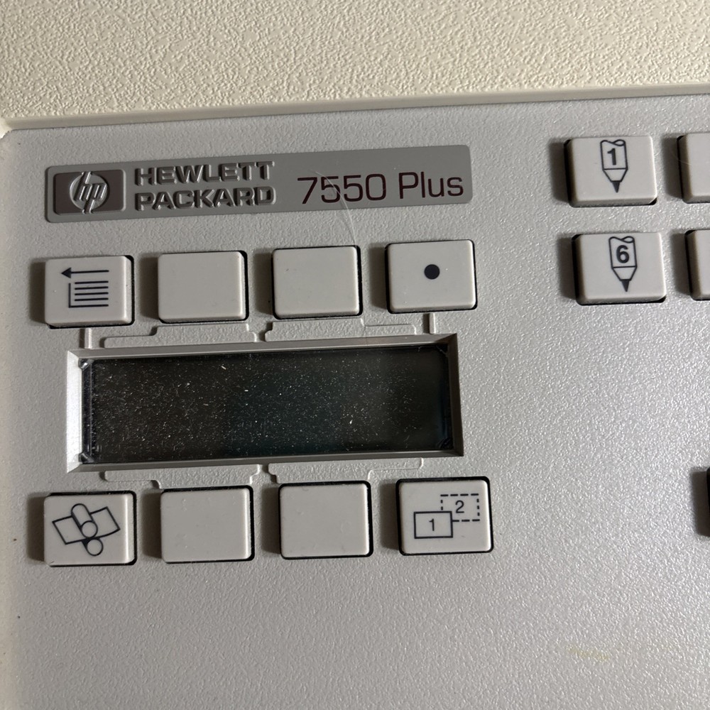 Hewlett-Packard vintage HP 7550 Plus Plotter with carousel and cord.