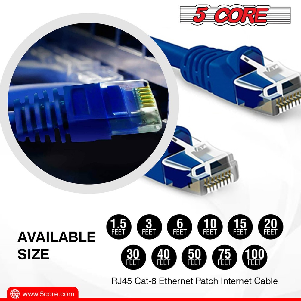 5Core CAT 6 Ethernet Cable Lan Network CAT6 Internet Modem RJ45 Patch Cord LOT