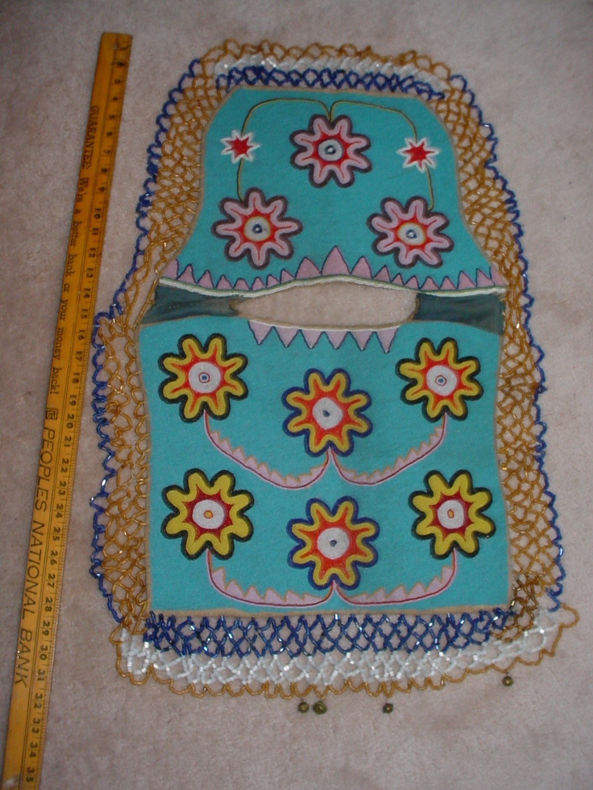 OLD CA 1900 YAKAMA PLATEAU INDIAN FULLY BEADED CAPE YOKE JINGLE DANCE