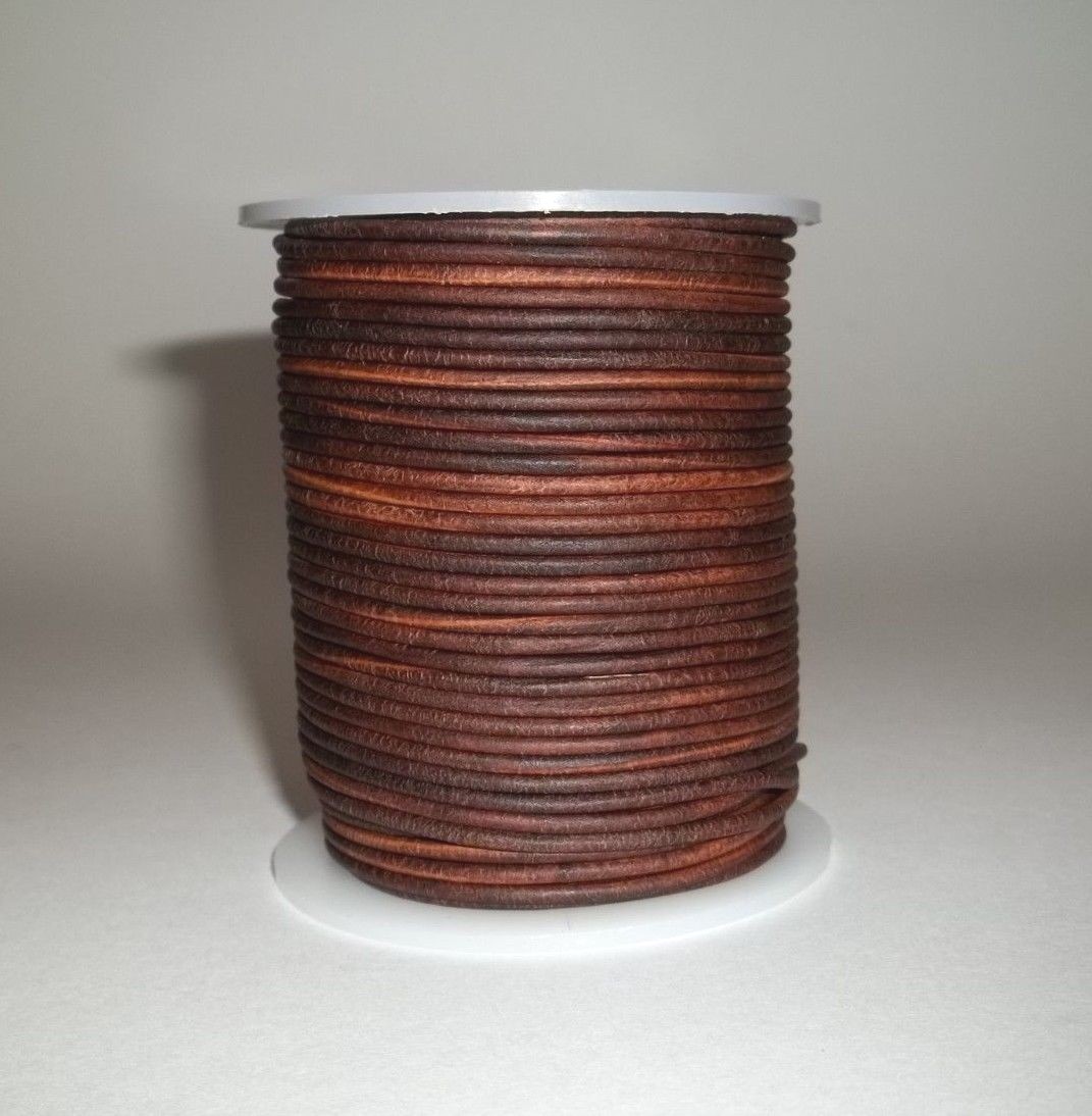 Round Leather Cord Antique Distressed Various Colors Lengths Widths 1mm 2mm 3mm