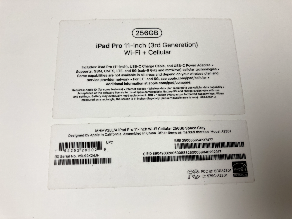 Empty Box for Apple iPad Pro 3rd Gen. 11'' Wi-Fi 256GB EMPTY BOX ONLY