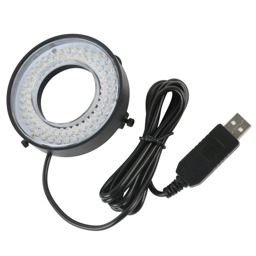 6500-7000K USB 72 LED Ring Light Microscope Illuminator Adjustable Focus Lamp