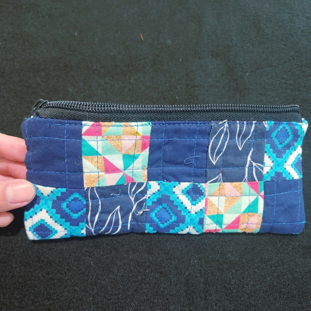 Patchwork Quilted Pencil Case/ Pouch made from up-cycled fabric