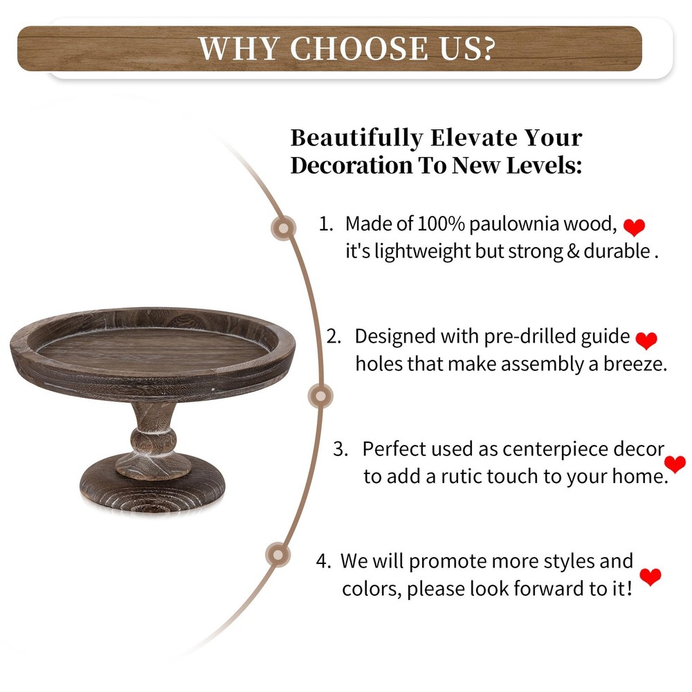 Display Riser for Farmhouse Decor: Rustic Wooden Risers Round Decorative Pede...