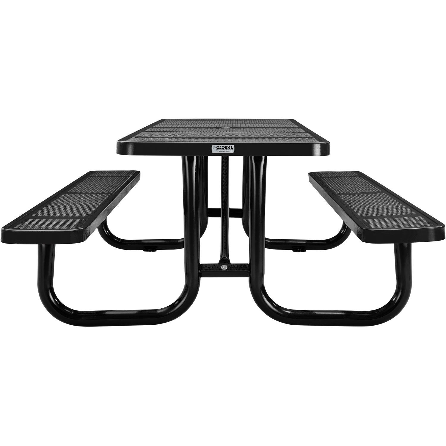 96" Rectangular Perforated Metal Outdoor Picnic Table Black