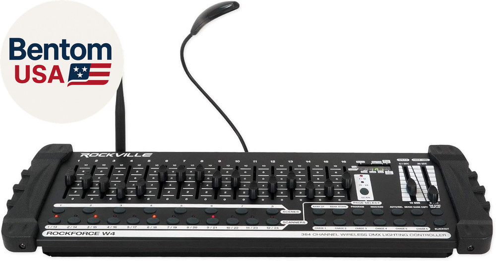 ROCKFORCE W4 384 Channel Wireless DMX Lighting Controller, MIDI Control, Built-I