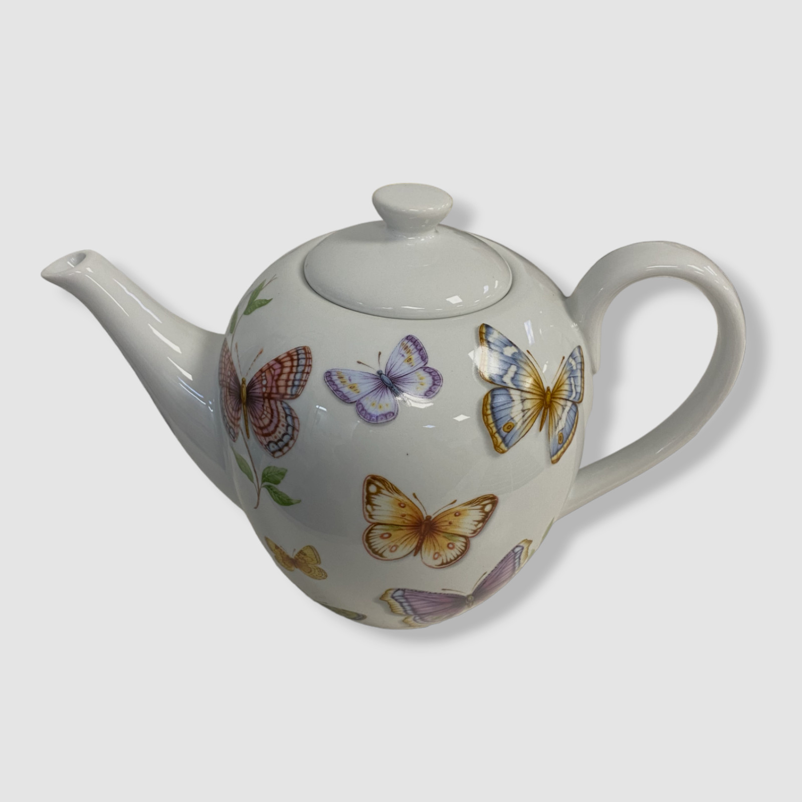 $43 Neiman Marcus White Multicolored Porcelain Butterfly Patterned Teapot