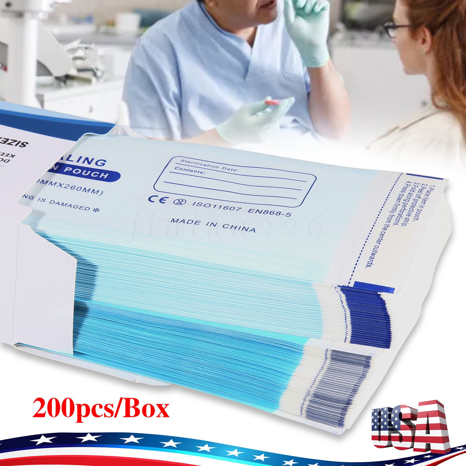 200 Self Sealing Sterilization Pouches Autoclave Pouch,Disposable Sterilizer Bag