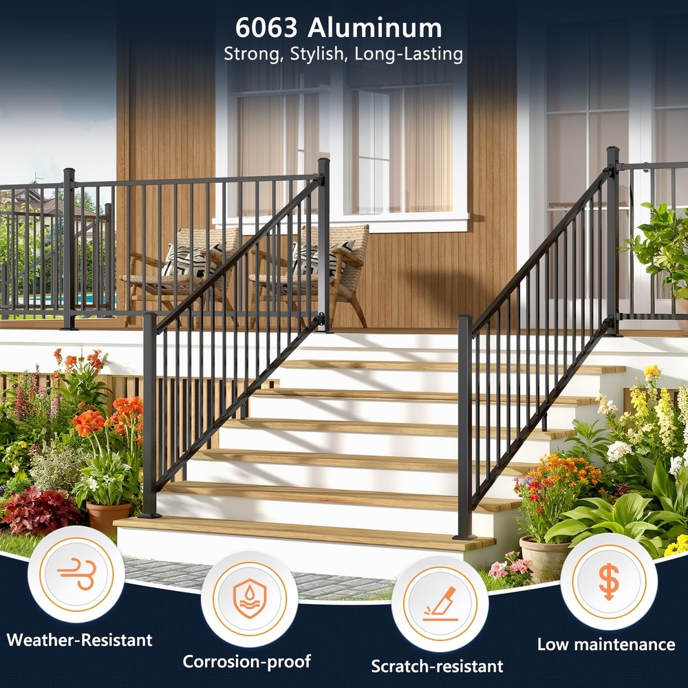 Modular 4-Pack Aluminum Adjustable Deck Railing Bracket, Deck Brackets Stair ...