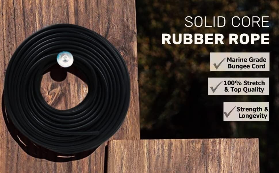 Rubber Rope 3/8'' x 150' Solid Bungee Strap Flatbed Truck Trailer Tarp