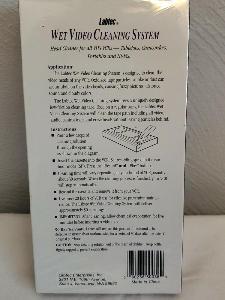 Labtec VHS Wet Video Cleaning System SEALED!