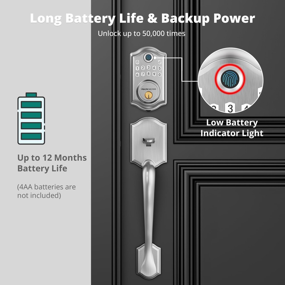 DS10 Pro Keyless Entry Door Lock with Handle Set, Smart Front Door Locks Set,...