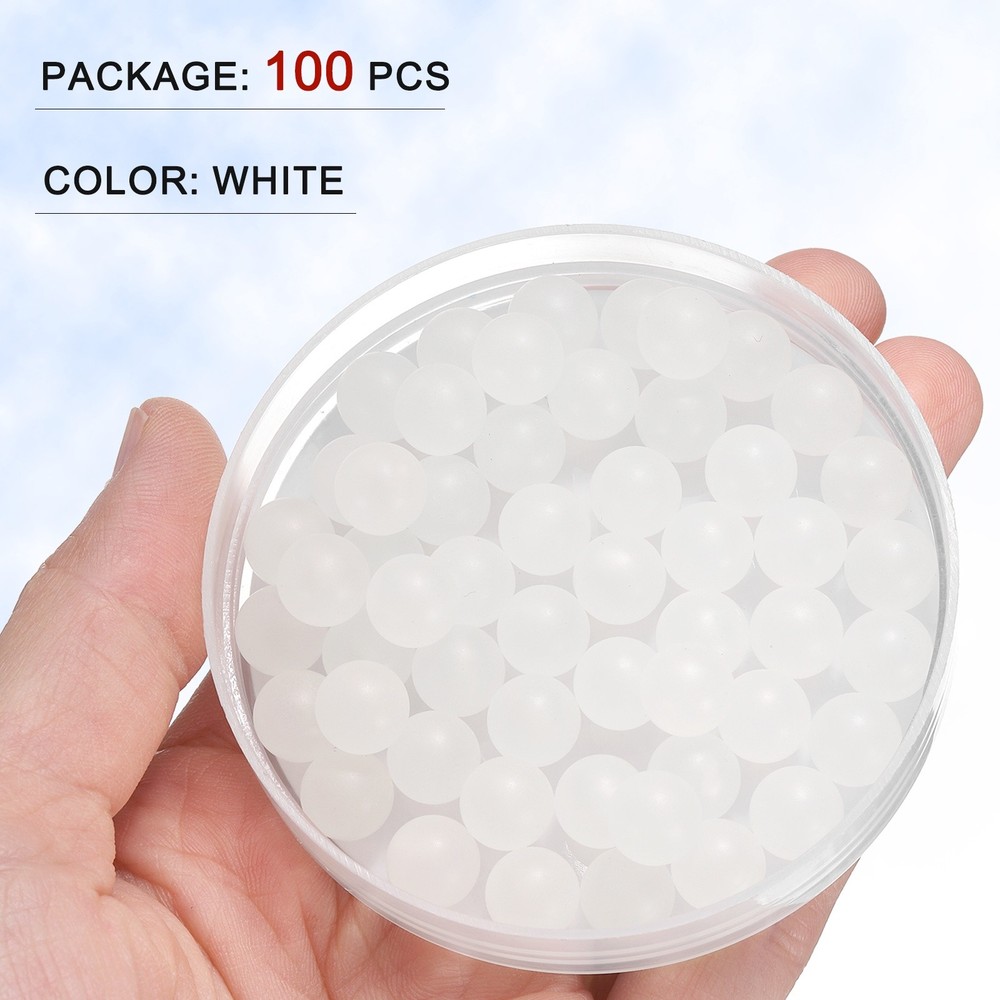 100pcs PP Plastic Bearing Balls 1/2" Solid Plastic Balls G2 Precision, White