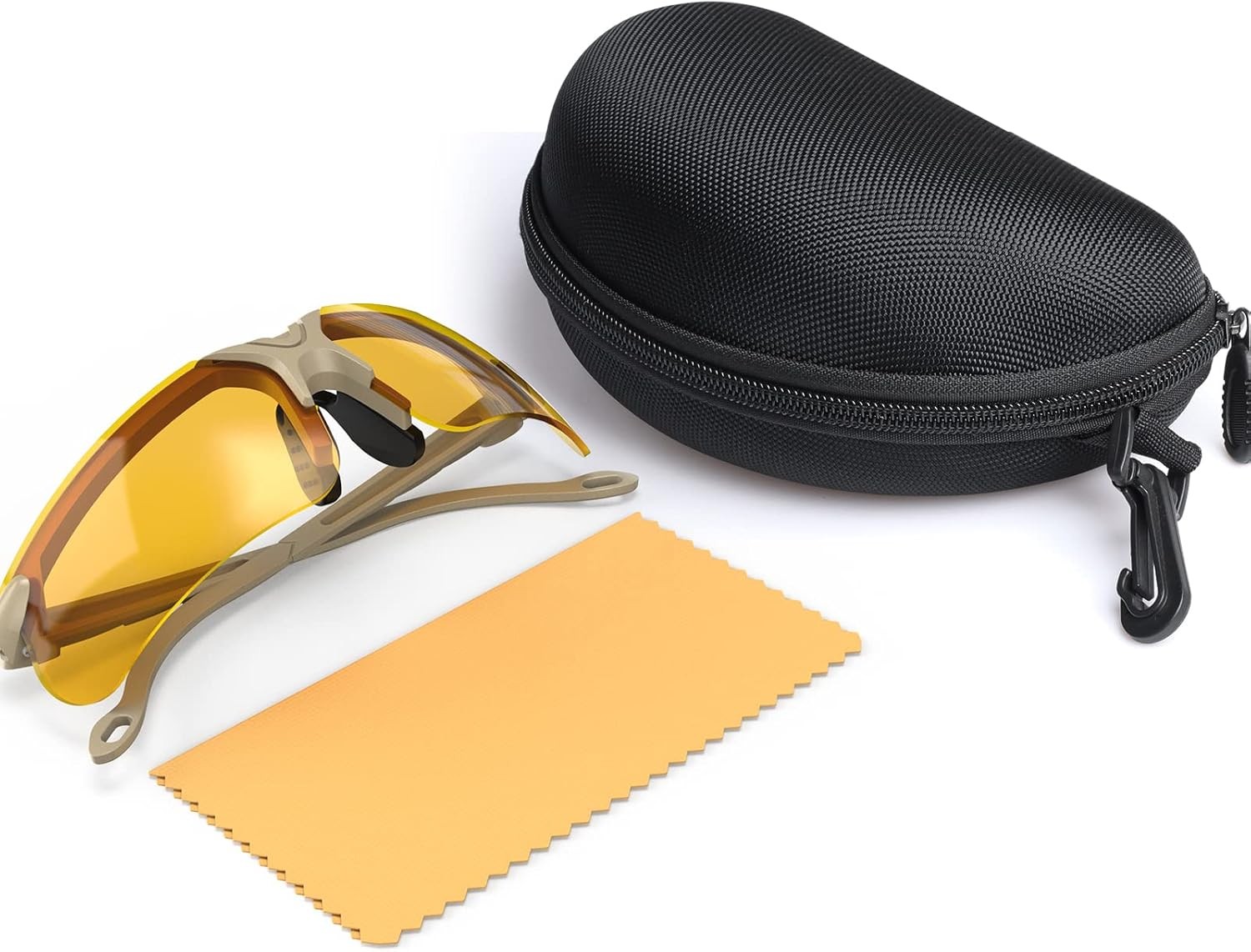 xaegistac Shooting Glasses with Case Anti Fog Hunting Yellow Lens-khaki Frame