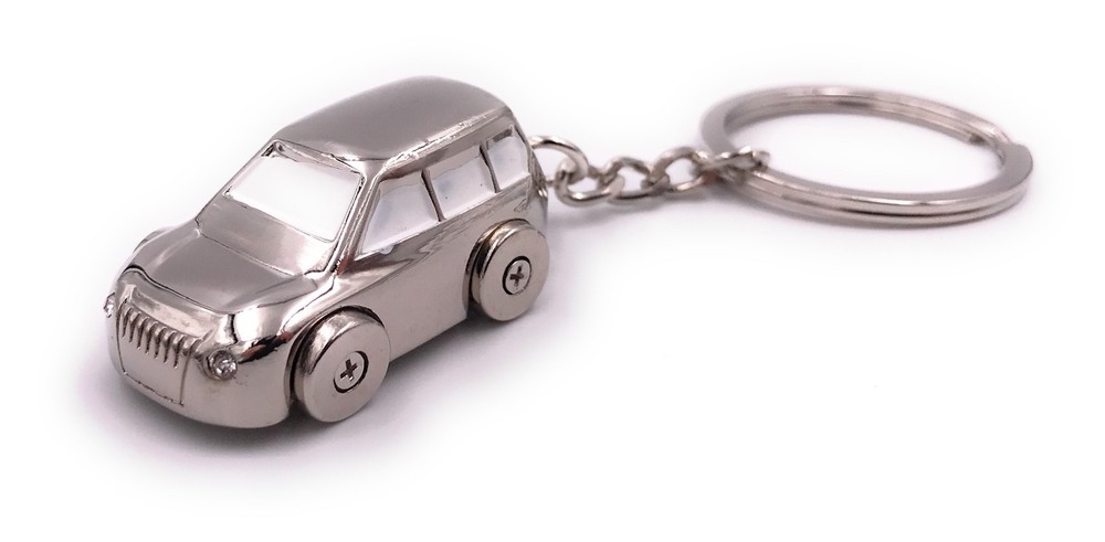 Silver Metal Compact Car Keychain
