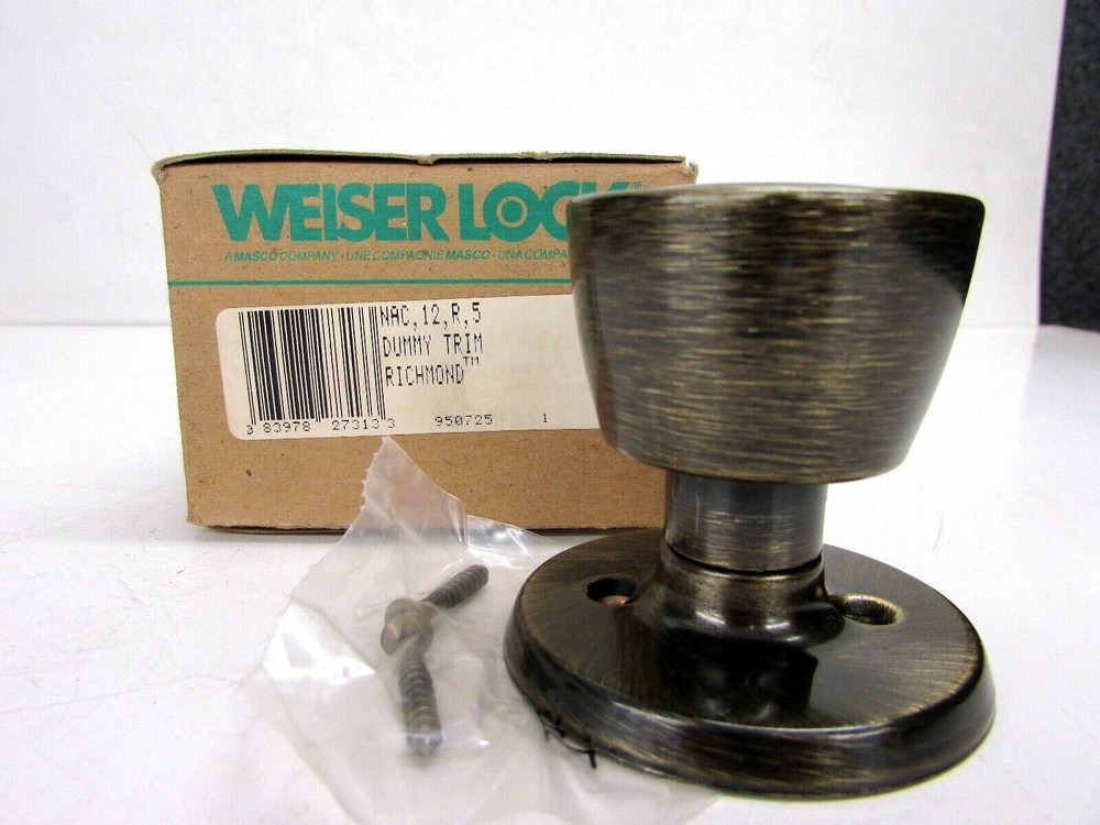 NEW (2) WEISER NAC12-R5 RICHMOND ANTIQUE BRASS DUMMY KNOBS