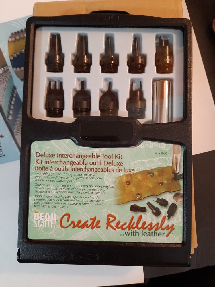NEW Crafting  Leather  Tool  Kit “ Create Recklessly “JL65 interchangeable tools