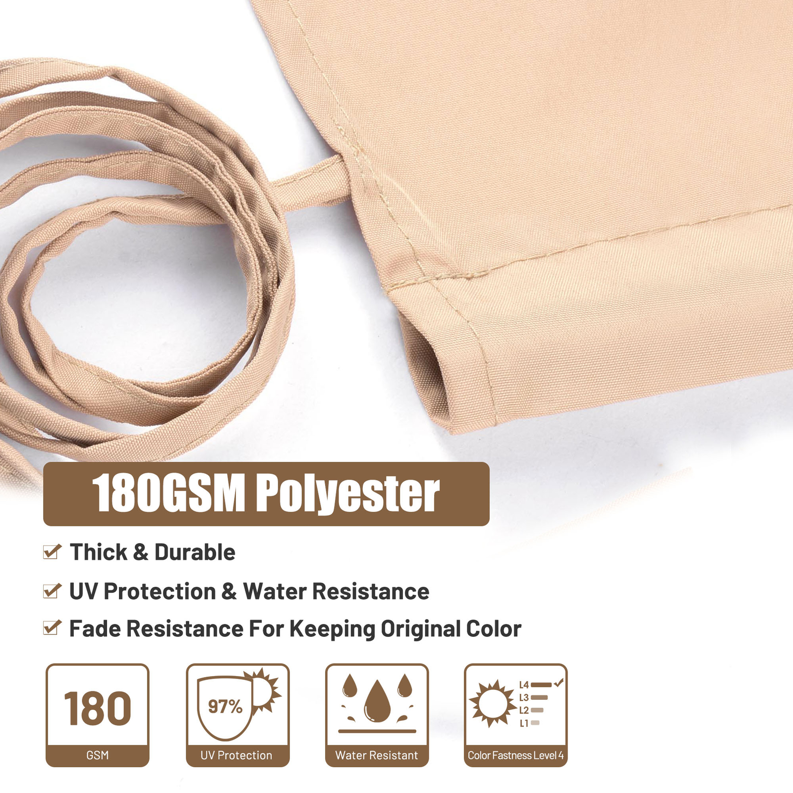 17x6.5Ft Pergola Canopy Replacement Cover Outdoor Yard Patio Tan 200g UV30+