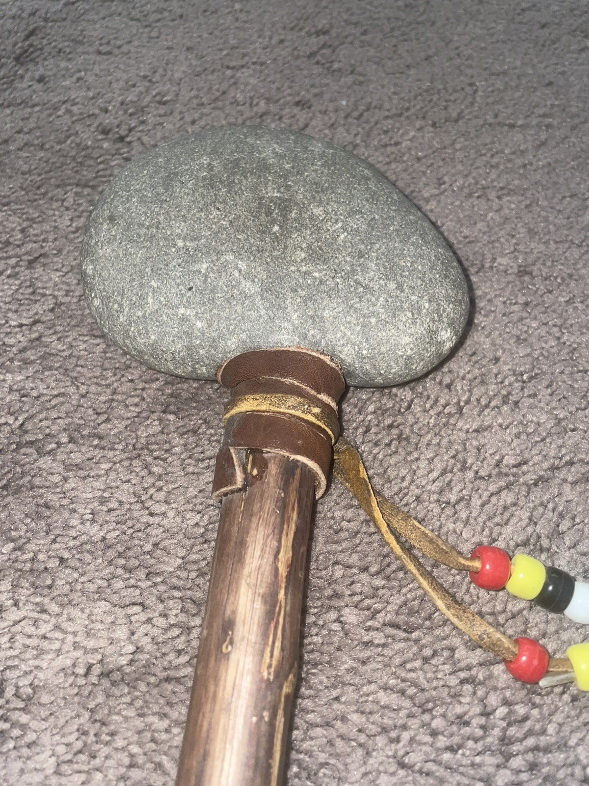 Antique 1870s Native American Indian Stone War Club Plains Sioux Estate Find