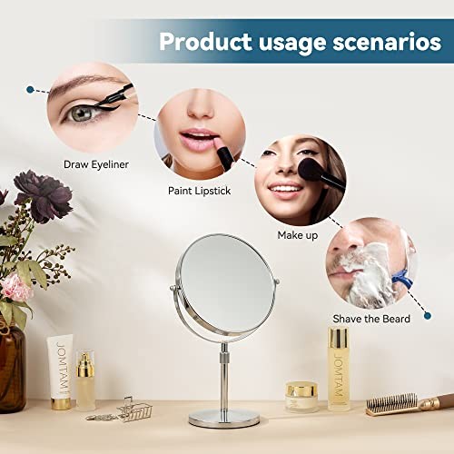 17" Tall Tabletop Magnifying Makeup Mirror Height Silver-8in-height Adjustable