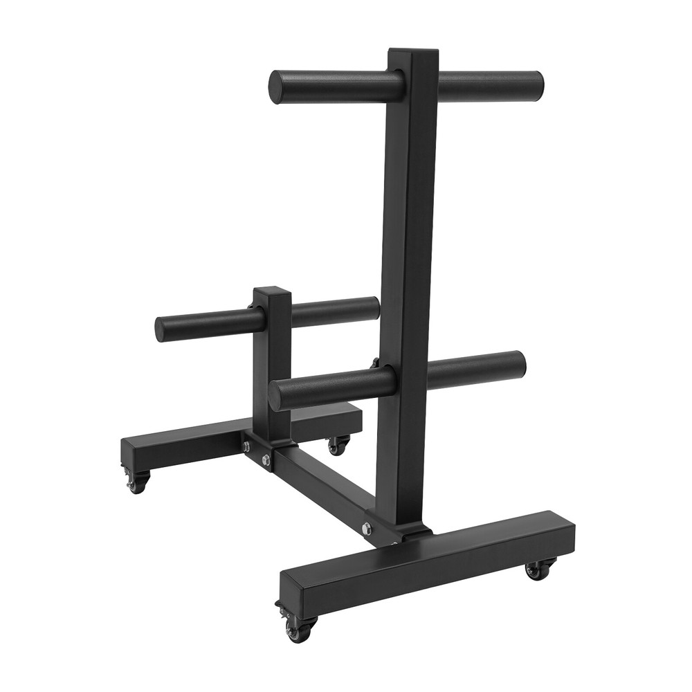 Durable Weight Plate Rack Tree with Universal Wheels for Easy Storage
