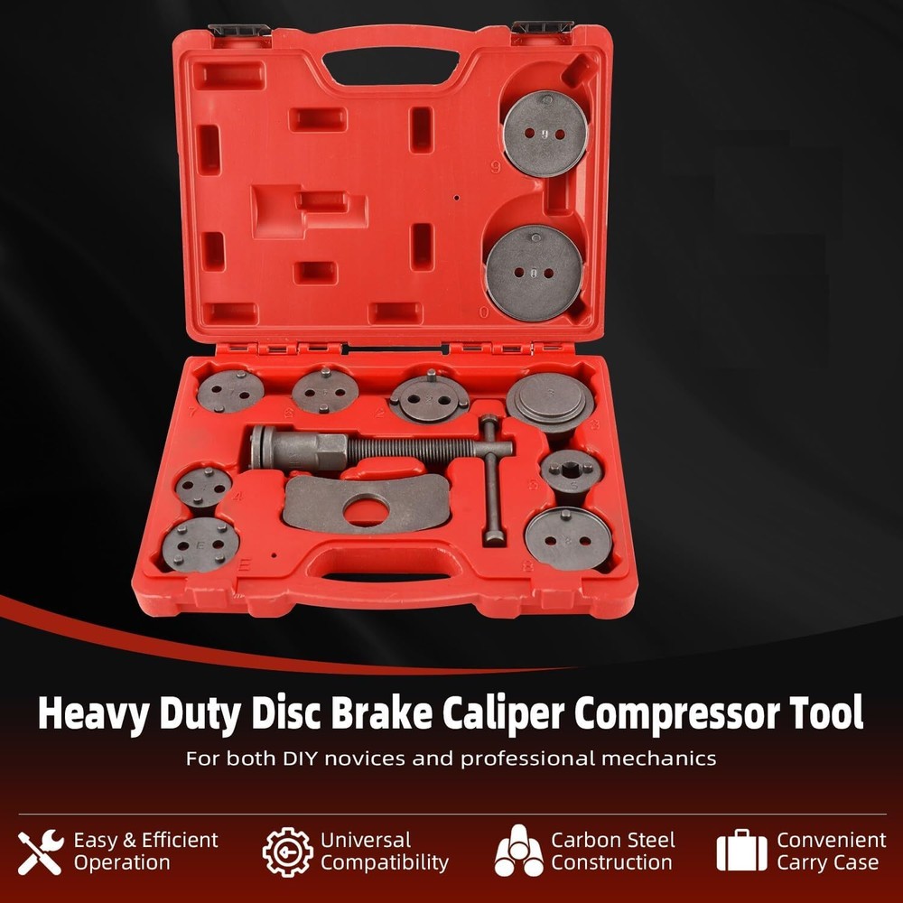 12 Pcs Disc Brake Caliper Tool Wind Back Rewind and Piston Compression Tool Kit