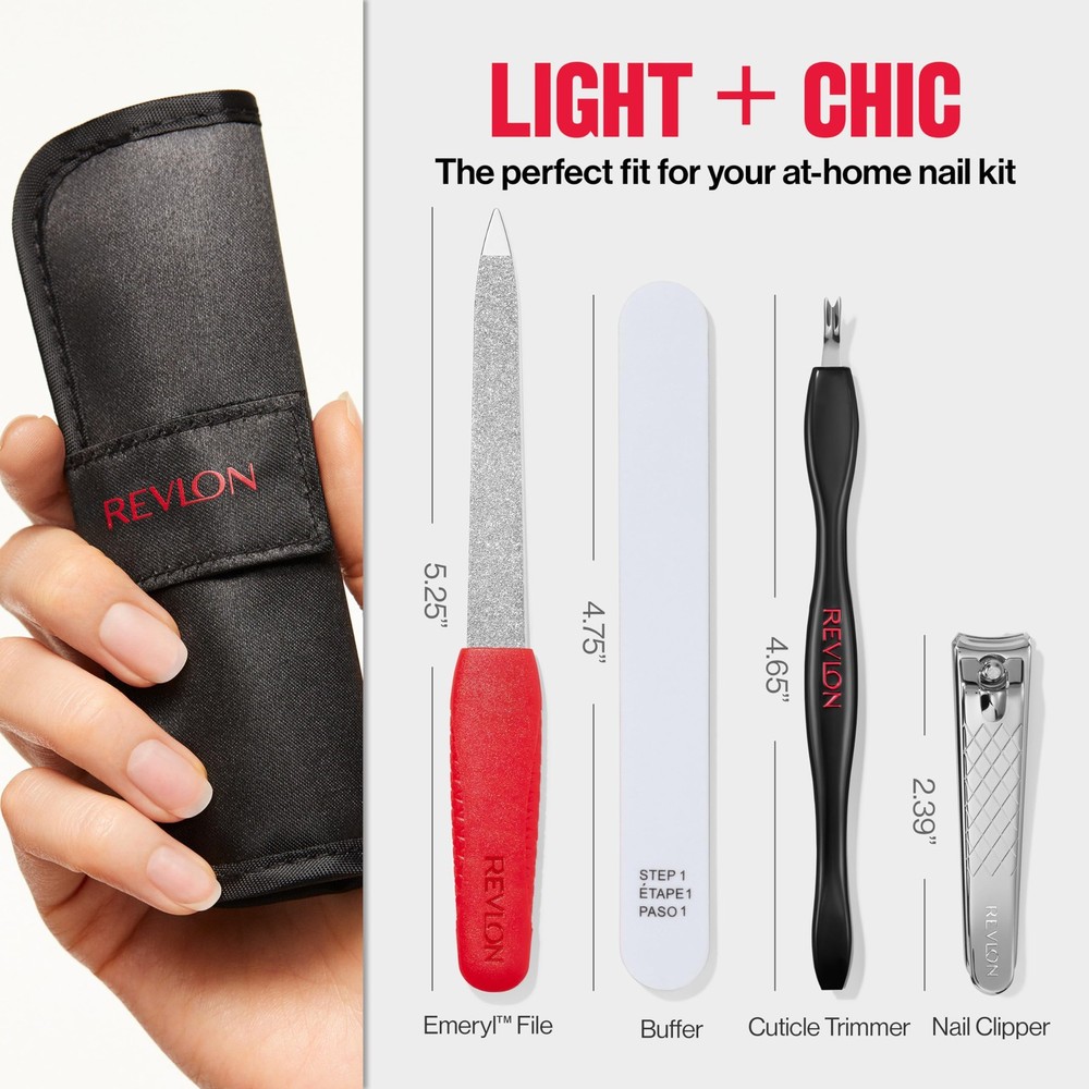 Revlon Manicure Essentials Kit Nail File Cuticle Trimmer Clipper Buffer Set