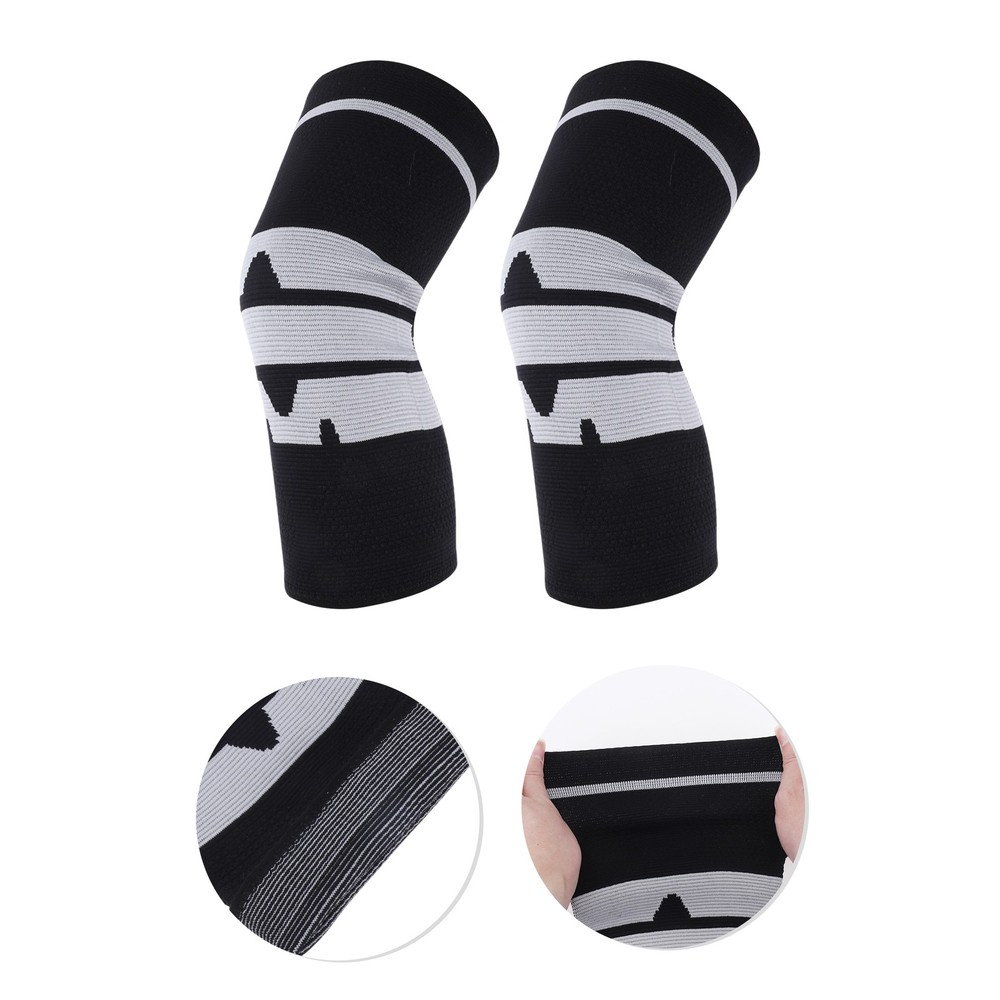 Horizontal Stripe Knee Pads Medium Black Gray 1 Pc