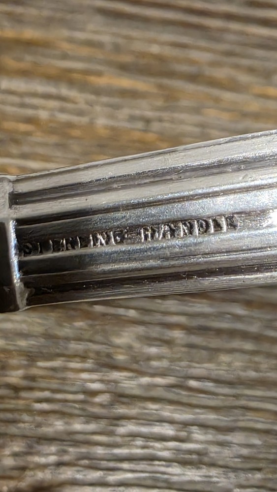 Antique Sterling Silver handle serving Fork & Spoon Set