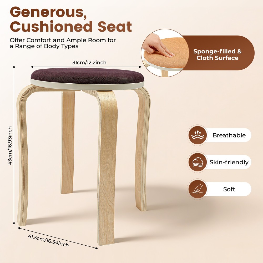 Stackable Stools, Stackable Round Stools, Set of 8 Stacking Wooden Stools NEW