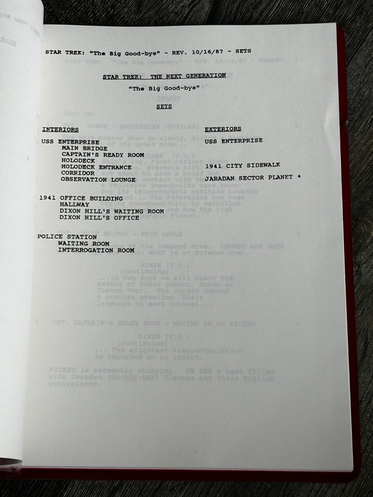 STAR TREK Script The Next Generation The Big Good-Bye Revised Final Draft 1987