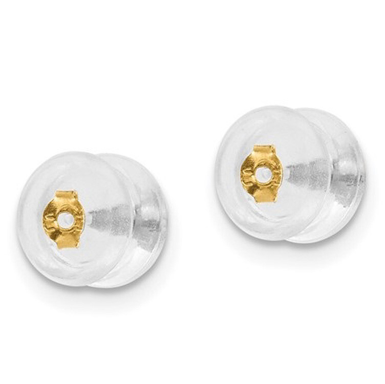 1 Pair Silicon Embedded Medium Earring Backing in 18 Yellow Gold