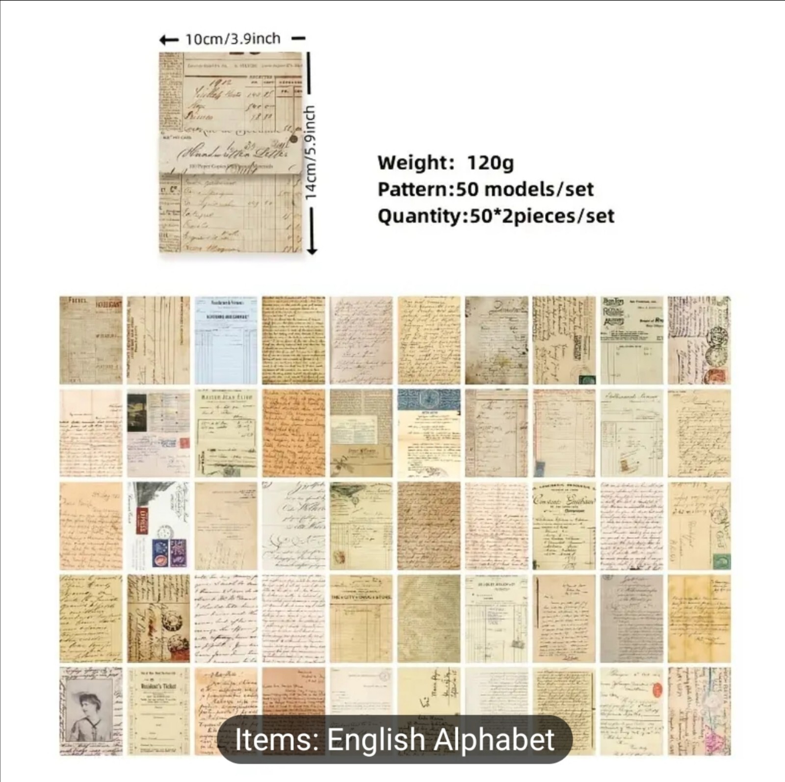 10 PCS Vintage Handwritten Letters Notes Aesthetic Scrapbooking Paper